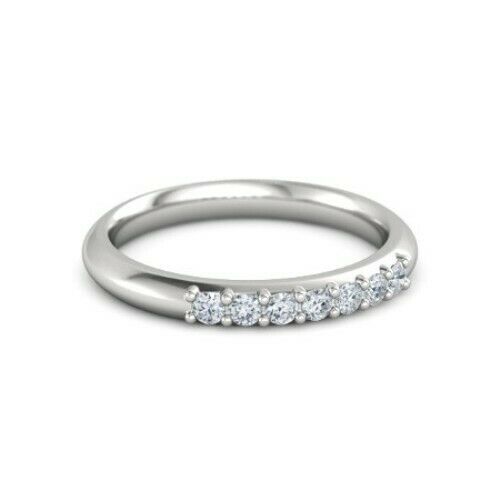 1Ct Round Cut Diamond Minimalist Stackable Wedding Band 14K White Gold Finish