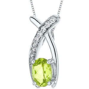 1.2Ct Oval Cut Green Peridot Dazzling Pendant 14K White Gold Finish NO CHAIN