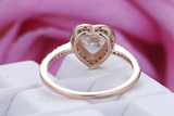 1.6ct Heart Cut Diamond Solitaire with Accents Halo Ring 14k Rose Gold Finish