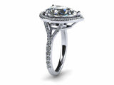 2.6ct Pear Cut Diamond Halo Split Band Engagement Ring 14k White Gold Finish