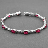 5Ct Oval Cut Pink Ruby Stylish Split Tennis Bracelet 14K White Gold Finish