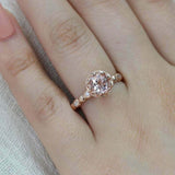 1.5ct Round Cut Peach Morganite Diamond Accents Floral Ring 14k Rose Gold Finish