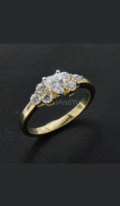 1ct Heart Cut Simulated Diamond Cluster Engagement Ring 14k Yellow Gold Plated