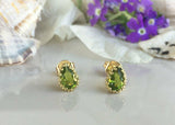 1ct Pear Cut Green Peridot Crown Teardrop Stud Earrings 14k Yellow Gold Finish