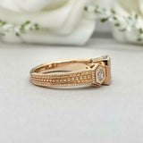 2ct Engagement Ring Princess Cut Diamond Milgrain Trilogy 14k Rose Gold Finish