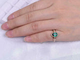 1.3ct Pear Cut Green Emerald Diamond Halo Split Shank Ring 14k Rose Gold Finish