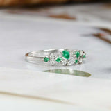 1.5ct Multi Cut Green Emerald Engagement Ring Promise Cluster 14k WhiteGold Over