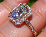 Halo Milgrain Engagement Ring 2.4ct Radiant Cut VVS1 Diamond 14k RoseGold Finish