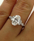 4Ct Oval Cut Diamond Marquise Halo Solitaire Engagement Ring 18K White Gold Over