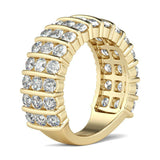 3Ct Round Cut Diamond Elegant Three Row Wedding Band Ring 14K Yellow Gold Finish