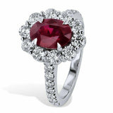 2ct Oval Cut Pink Ruby Engagement Ring Diamond Halo 14k White Gold Finish