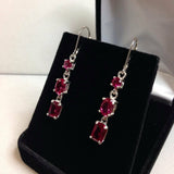 4ct Emerald Oval Round Cut Pink Ruby Drop Earrings Women 14k White Gold Finish