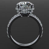 Hidden Double Halo Engagement Ring 3ct Cushion Cut Diamond 14k White Gold Finish