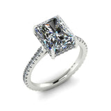 3.2ct Radiant Diamond Engagement Ring Round Accent Solitaire 14k White Gold Over