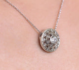 1ct Round Diamond Art Deco Vintage Elegant Pendant 14k White Gold Over NO CHAIN