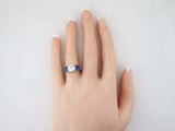 2ct Round Cut Diamond Engagement Ring Blue Sapphire Trilogy 14k WhiteGold Finish