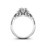 2.5ct Round Cut Diamond Engagement Ring 14k White Gold Finish Unique Art Deco