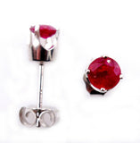 1Ct Round Cut Pink Ruby Classic Solitaire Stud Earrings 14K White Gold Finish