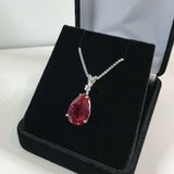 1.1ct Pear Cut Pink Ruby Solitaire Women Pendant 14k White Gold Finish NO CHAIN