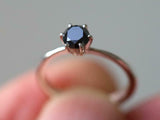 1ct Engagement Ring Round Black Diamond 6 Prong Solitaire 14k White Gold Finish