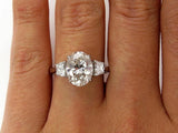 5Ct Oval Cut Diamond Trilogy Solitaire Ring 18K White Gold Over Trapezoid Accent