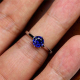 1ct Round Cut Blue Sapphire Engagement Ring 6 Prong Solitaire 14k WhiteGold Over