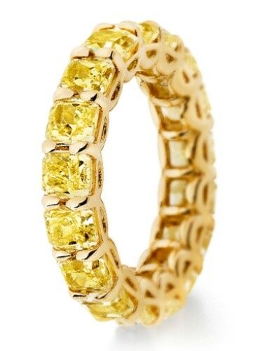 6Ct Radiant Cut Yellow Sapphire Full Eternity Wedding Band 14K Yellow Gold Over