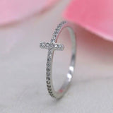 1ct Round Cut VVS1/D Diamond Engagement Ring Dainty Cross 14k White Gold Finish