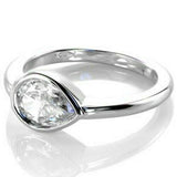 0.5Ct Pear Cut Diamond Bezel Set Solitaire Engagement Ring 14K White Gold Finish