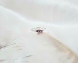 0.21ct Marquise Cut Purple Amethyst Trilogy Minimalist Ring 14k WhiteGold Finish