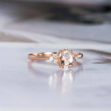 1.3ct Oval Cut Peach Morganite Engagement Ring Diamond Accents 14k RoseGold Over