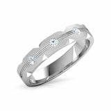 0.6ct Wedding Ring Band Round Cut Diamond Three Stone Line 14k White Gold Finish