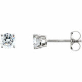 0.6ct Round Cut Diamond 4 Prong Solitaire Stud Earrings 14k White Gold Finish