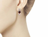 2.3ct Drop Earrings Princess Cut Red Garnet Geometric 14k Rose Gold Finish