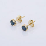 0.55ct Stud Earrings Round Cut Blue Sapphire Solitaire 14k Yellow Gold Finish