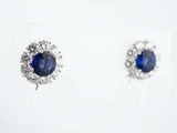 2ct Round Cut Blue Sapphire Diamond Halo Women Stud Earrings 14k White Gold Over