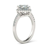 2ct Heart Cut Diamond Halo Accents Solitaire Engagement Ring 14k White Gold Over