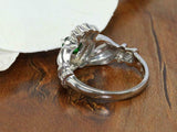 1ct Heart Cut Green Emerald Engagement Ring Claddagh Irish 14k White Gold Over