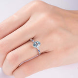 2ct Oval Cut Blue Aquamarine Engagement Ring Sapphire Accents 14k WhiteGold Over