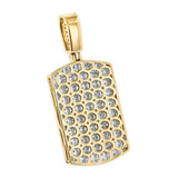 5Ct Round Cut Diamond Iced Dog Tag Shape Pendant 14K Yellow Gold Finish NO CHAIN