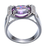 2.3ct Oval Cut Purple Amethyst Engagement Ring 14k White Gold Finish Stackable