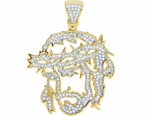 1.5ct Round Cut Diamond Cutout Jesus Face Pendant 14k YellowGold Finish NO CHAIN