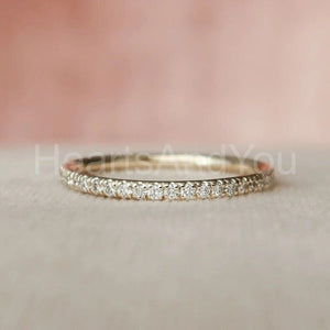 1ct Round Cut Moissanite Full Eternity Women Wedding Band 14k Yellow Gold Plated