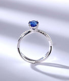 1.2ct Round Cut Blue Sapphire Engagement Ring Split Shank 14k White Gold Finish