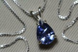 2.5ct Blue Tanzanite Pendant Pear Cut Solitaire 14k White Gold Finish NO CHAIN