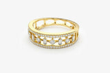 3ct Round Baguette Cut Diamond Split Band Art Deco Design 14k Yellow Gold Finish