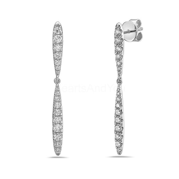 0.7ct Round Cut Moissanite Party Wear Dangle Earrings Women 14k WhiteGold Plated