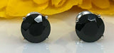 1ct Round Cut Black Diamond Solitaire Stud Women Earrings 14k White Gold Finish