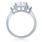 3.85ct Asscher Cut Diamond Engagement Ring Unique Trilogy 14k White Gold Finish