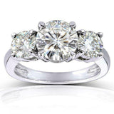 2.5Ct Round Cut Diamond Three Stone Women Engagement Ring 14K White Gold Finish